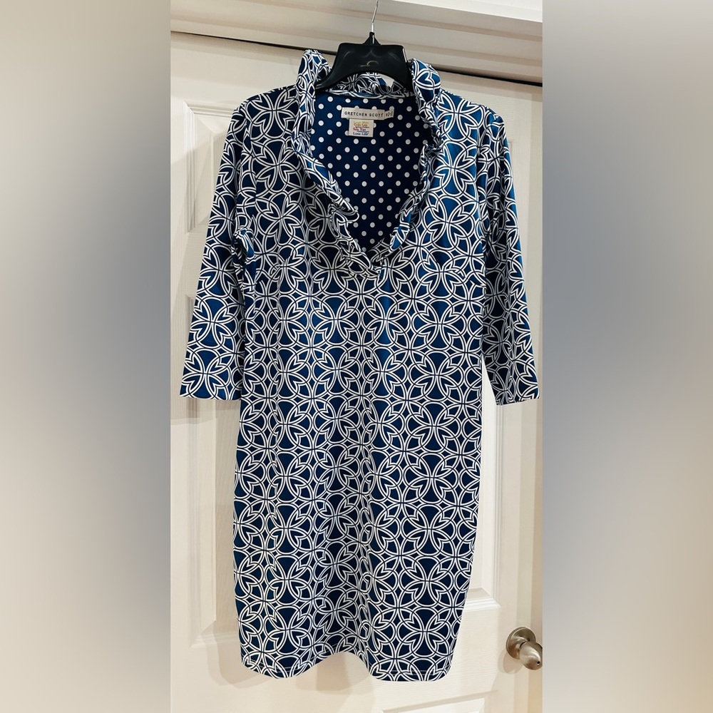 Gretchen Scott 3/4 sleeve jersey Ruffleneck dress